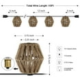 thumbnail image 3 of JONATHAN Y Samara 10-Light Indoor/Outdoor 10 ft. Mid-Century Classic LED C7 Lantern Hemp Rope Shaded String Lights, Brown, 3 of 7