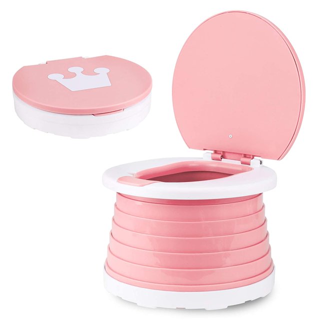 Inodoro plegable para niños, asiento de inodoro plegable portátil para niños y niñas, asiento plegable para orinal, asiento de entrenamiento para niños pequeños (rosa) Xemadio DLM112-2