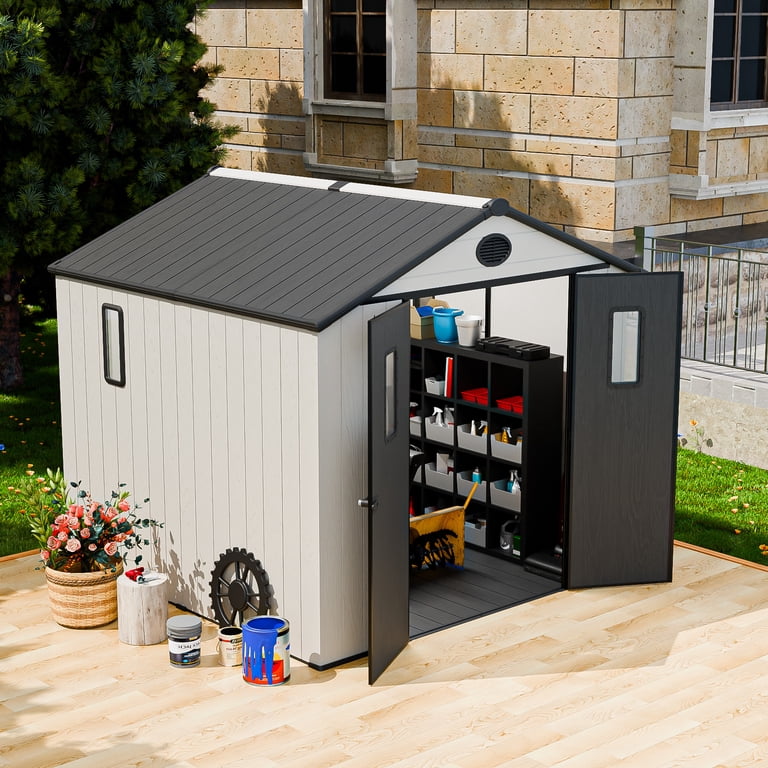 COOS BAY 8x8ft Outdoor Resin Garden Shed, Plastic Patio Storage