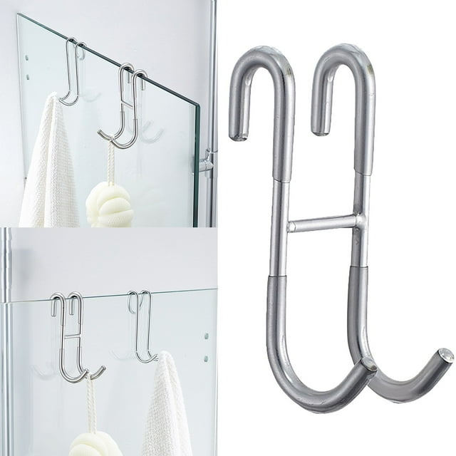 WRXMIJNHGSA Crochets à Moins de 5$ Crochets de Porte de Douche Crochets Doubles pour Serviettes Crochets de Porte pour Salle de Bain Sans Cadre Porte de Douche en Verre Crochet de Raclette de Douche en Acier Inoxydable
