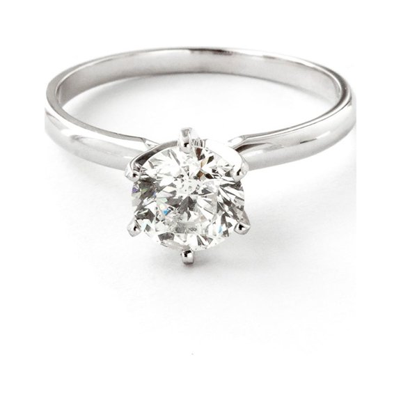 Galaxy Gold 14k Solid Gold Solitaire Diamond Ring Stunning 1 Carat Natural Diamond Clarity SI1-SI2 Color: F-G 5163 (white-gold, 9)