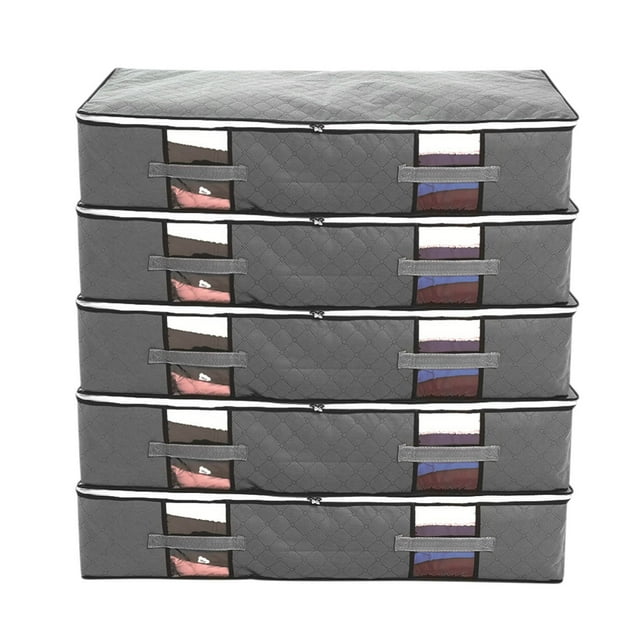 Under Bed Storage 1Pcs Under Bed Storage Bag Organizer Bottom Polyester Fabric with Reinforced Handle Large Cover Quilt Foldable Under Bed Storage Bag Breathable Transparent Storage Bag Organizer