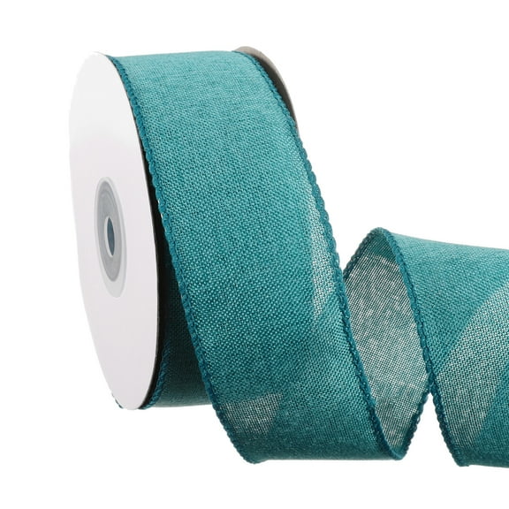 Uxcell Wired Edge Ribbon 1-1/2 Inch x 10 Yard, Burlap Wired Ribbon for Gift Wrapping Wreath, Turquoise Blue