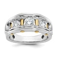thumbnail image 1 of Diamond2Deal 14K Two-tone Gold Men's 3-Stone 1 cttw Diamond Ring Size 10, 1 of 7