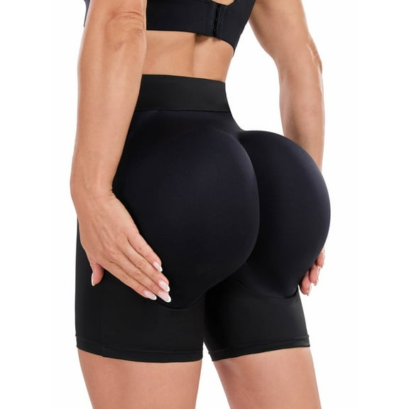 BIMEI Women Seamless Butt Lifter Padded Panties Enhancer Boyshorts Underwear,Black,L