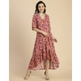 thumbnail image 2 of Moomaya V Neck Printed Rayon 3/4 Sleeve Wrap Dress - Women's Stylish Wrap Dress, 2 of 9
