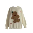 thumbnail image 3 of Suéter de punto navideño para mujer, jersey de cuello redondo de manga larga con bordado de hombre de jengibre, jerséis casuales de otoño e invierno, 3 of 5
