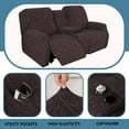 thumbnail image 3 of 6-Piece Loveseat Recliner Slipcover Stretch Jacquard Recliner Sofa Cover 2 Seater Washable Reclining Couch Cover with Pocket Fitted Furniture Protector Cover, Dark Brown, 3 of 6