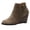 Khaki, variant on Women Suede Wedges Zipper Solid Color Short Booties Round Toe Shoes