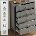 thumbnail image 5 of 42.9" Tall Fluted Dresser for Bedroom, 5-Drawer Wood Dresser for Bedroom, Modern Chest of Drawers, Storage Organizer Cabinet for Living Room, Hallway, Entryway, Easy Assembly, 5 of 6