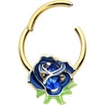 thumbnail image 2 of Body Candy 16 Gauge 3/8 Blue Gem Gold Tone Deep Blue Flower Hinged Segment Ring Stainless Steel for Women, 2 of 4