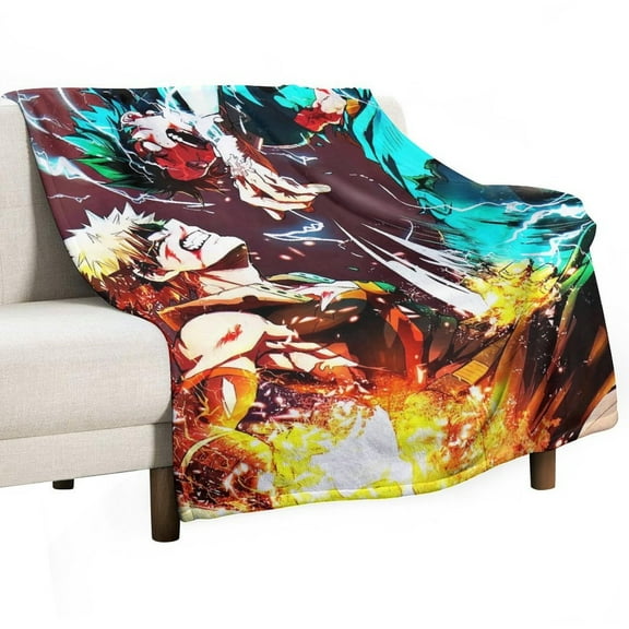 My Hero Blanket Academia Mha Flannel Throw Blankets Soft Pile Cozy Plush Throw Blanket for All Seasons, 3D Printed Warm Blanket for Sofa Beds Home Decor