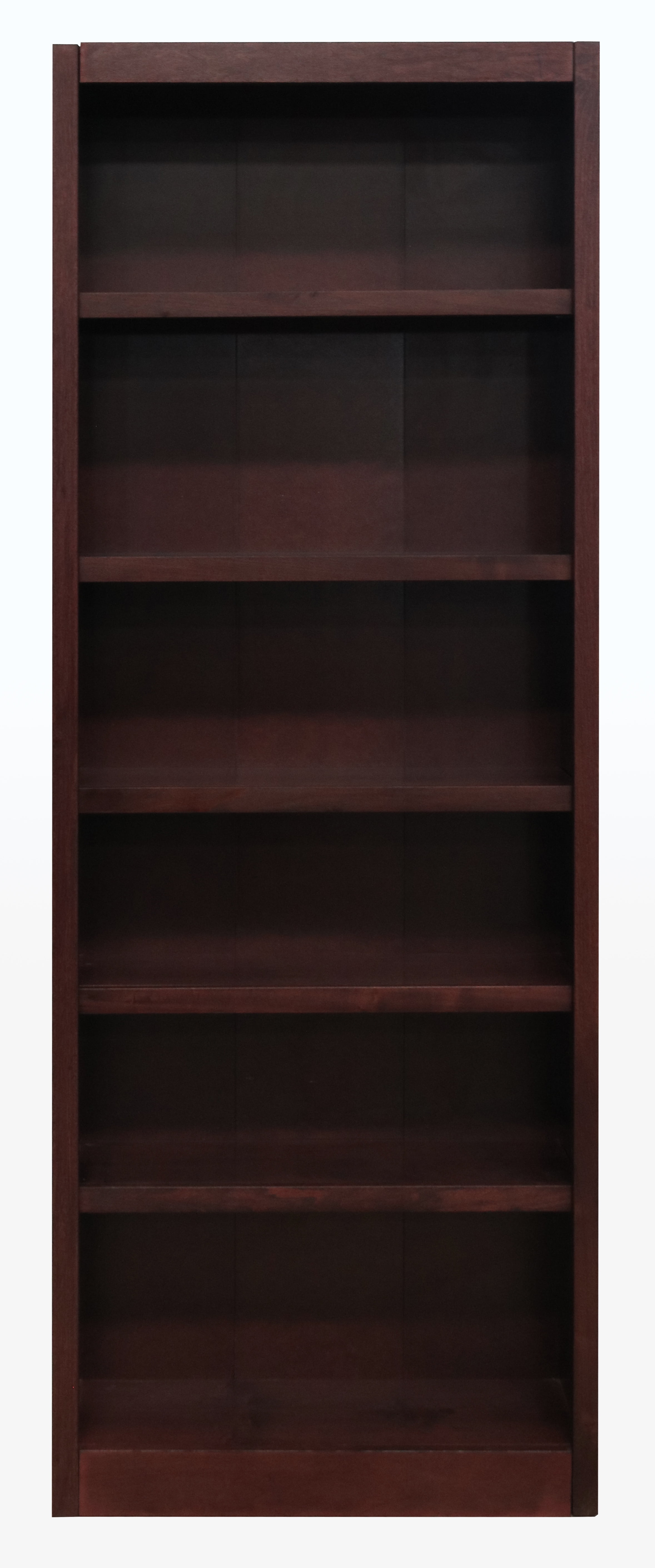 Concepts in Wood 6 Shelf Wood Bookcase, 84 inch Tall - Cherry Finish