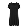 thumbnail image 7 of Horkkom T Shirt Dress Women V Neck Short Sleeve Solid Color Sundresses Summer Beach Vacation Mini Dresses with Pockets, S-2XL, 7 of 7