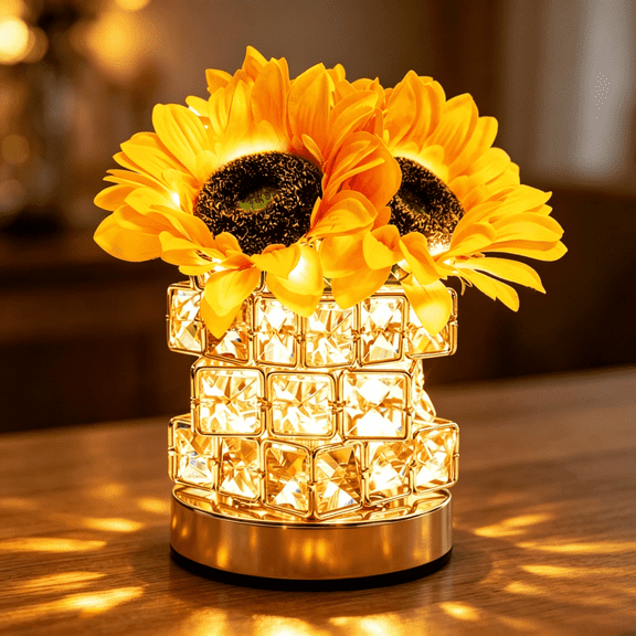 Sunflowers Flower Night Light Lamp USB Touch Small Table Lamps for Bedroom Decor Bar Coffee Decorations Gifts for Mom Women