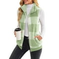 thumbnail image 4 of CILENON Long Cardigans for Women Trendy Womens Jacket Sleeveless Lightweight Plaid Vest Cozy Cardigan Zipper Warm Outwear With Pocket (Green,M), 4 of 6