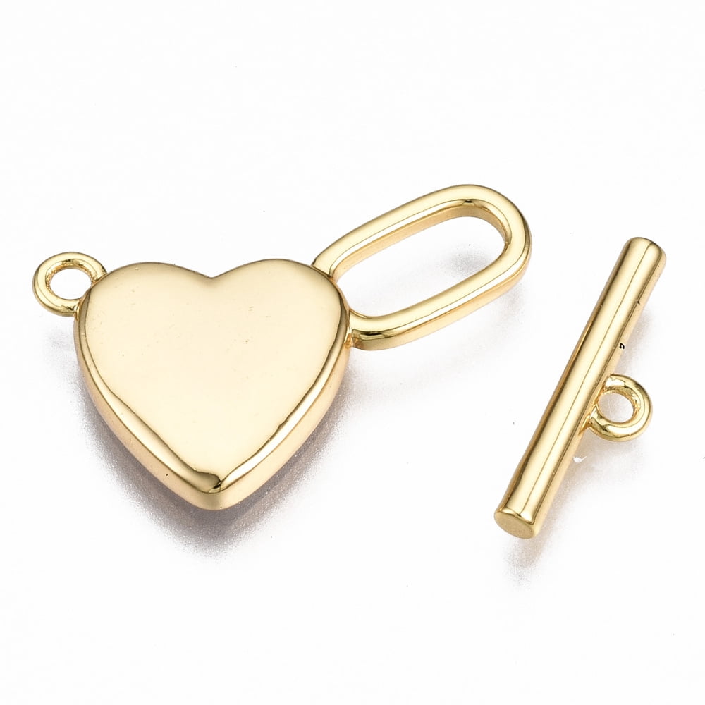 Brass Toggle Clasps with Freshwater Shell Nickel Free Heart Real 18K Gold Plated 26mm long Bar: 15.5x4x2mm hole: 1.5mm Jump Ring: 5x1mm