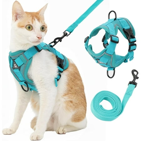 Cat Harness and Leash, Reflective Cat Harness Escape Proof for Walking, Adjustable Kitten Harness and Leash Set, 8 Buckles Easy Control Breathable Cat Vest Harness for All Types of Cats