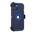 thumbnail image 6 of Hotpom for iPhone 13/ iPhone 14 phone Case Heavy Duty Shockproof Dust/ Drop Proof Full Body Protection Anti-Fingerprint with Black Belt Clip for Men/Women, Dark Blue/ Blue, 6 of 6