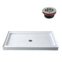 Streamline GB-520-84 60 in. x 36 in. Alcove Acrylic Shower Base in Glossy White With Center Drain, ABS Drain Included