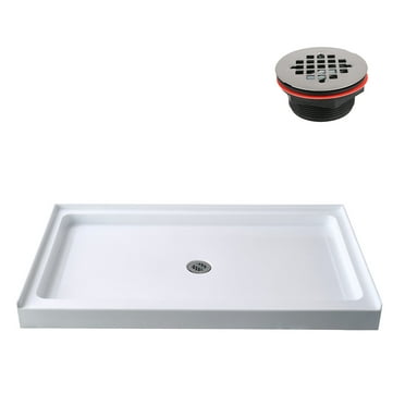Streamline GB-520-84 60 in. x 36 in. Alcove Acrylic Shower Base in Glossy White With Center Drain, ABS Drain Included