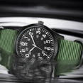 thumbnail image 2 of Reloj de cuarzo para hombre con correa de nailon, movimiento de cuarzo analógico para un estilo casual sencillo. Verde, 2 of 9