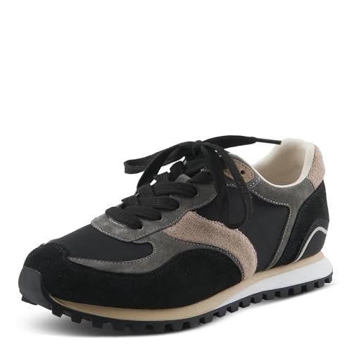 PATRIZIA FIODH Women’s Retro Fashion Sneaker – Mixed Material Lace-Up with Cushioned Insole