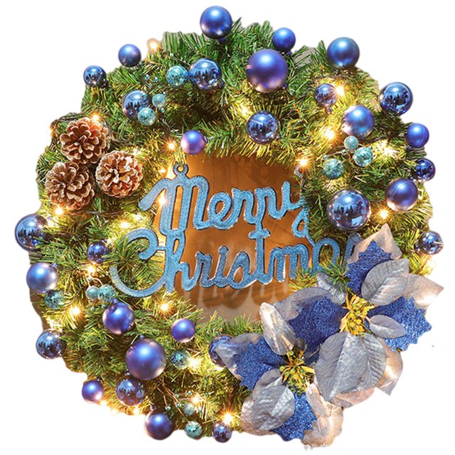 Navidad 40 Cm Guirnalda De Conos De Pino De Navidad Artificial Con Luces Led Adornos De Navidad Para Puerta Delantera Regalo De Año Nuevo sonducket HA043969-03