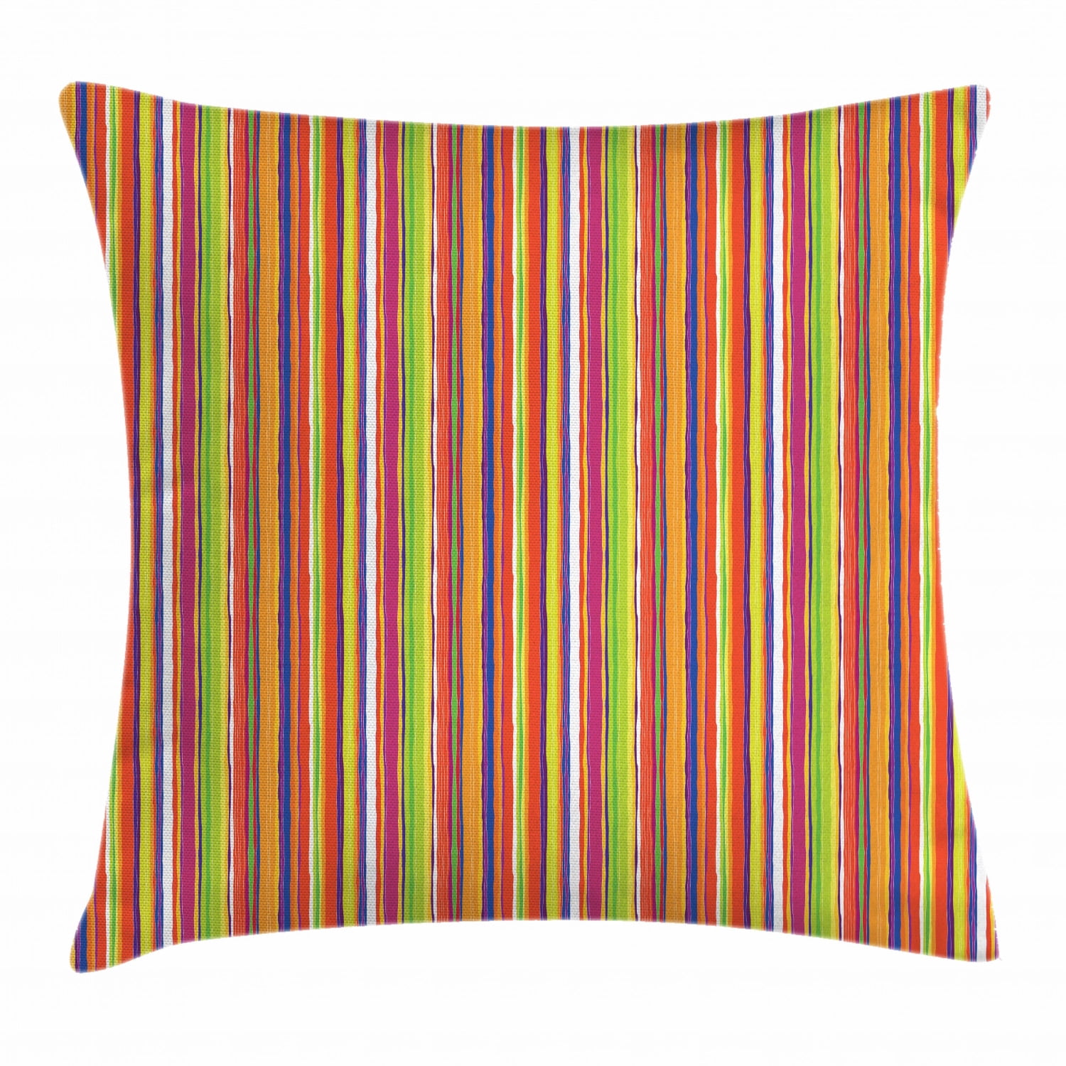 Stripes Throw Pillow Cushion Cover, Hand Drawn Barcode Style Lines