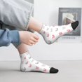 thumbnail image 2 of Rateoe Girl Rabbit Pattern Quarter Crew Socks,Toe Seamed Ankle Socks,Cotton Cushioned Breathable Athletic Crew Sports Socks, 2 of 7