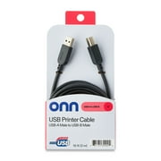 onn 10ft USB Printer Cable, USB to USB-B, Gray, 1 Piece per Pack