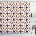 thumbnail image 1 of Ambesonne Halloween Shower Curtain, Stars Pumpkins, 69"Wx84"L, White and Multicolor, 1 of 3