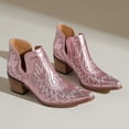 thumbnail image 3 of SACFOF Women's Cowboy Boots Cowgirl Ankle Pointed Toe Chunky Heel Cutout, 3 of 6