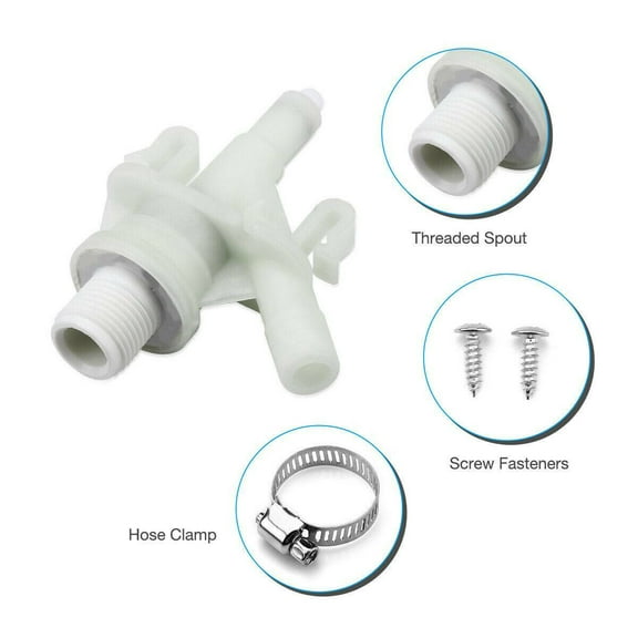 Plastic Water Valve Kit Compatible with Dometic 310 Toilet, RV Vacu-Flush System Replacement Parts