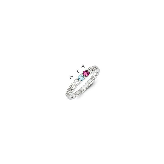 14K White Gold Ring Band Mother's & Family Semi Mount Diamond center Stone Mounting 4 mm