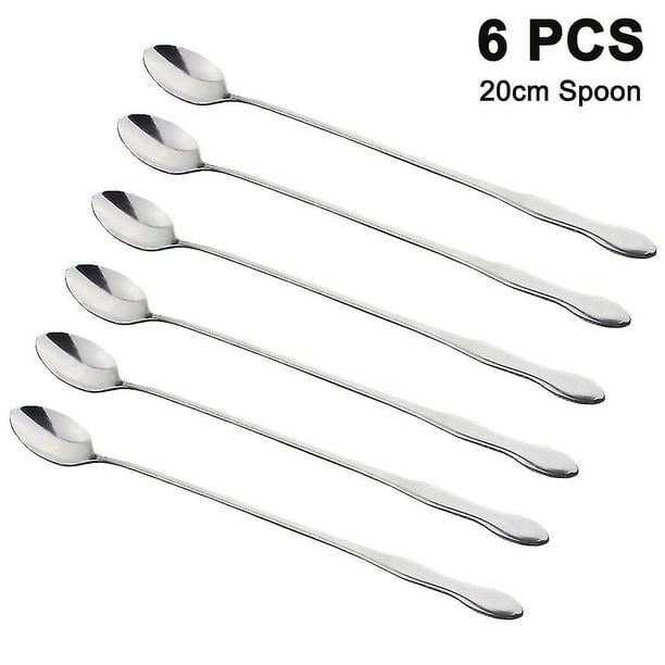 6 cucharas largas, cucharas para revolver cócteles, cucharas de café, acero inoxidable.