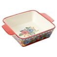 thumbnail image 3 of The Pioneer Woman Dazzling Dahlias 8-inch Ceramic Red Square Baker Dish, 3 of 5