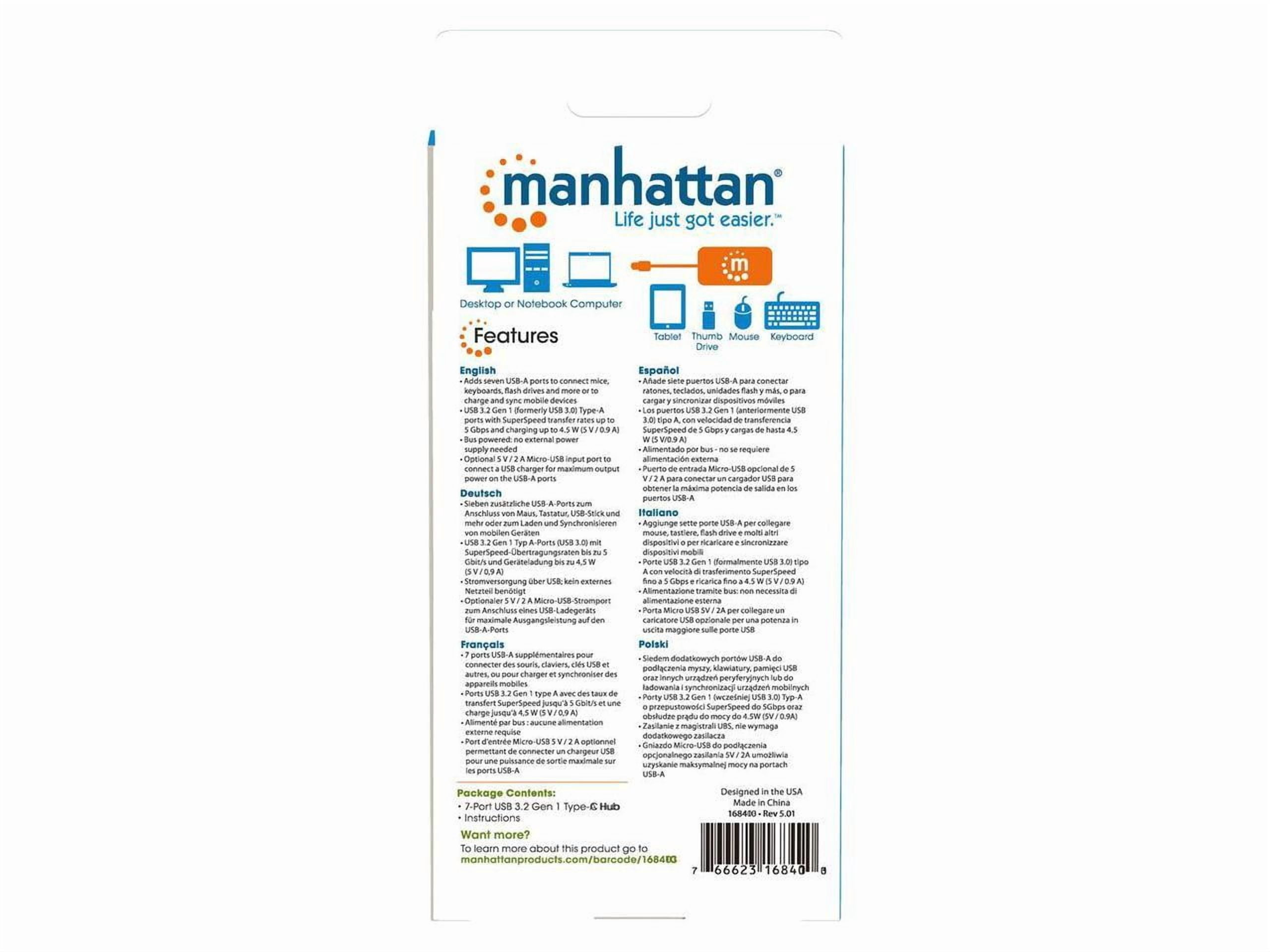 Manhattan 7-Port USB 3.2 Gen 1 Type-A Hub (168403)