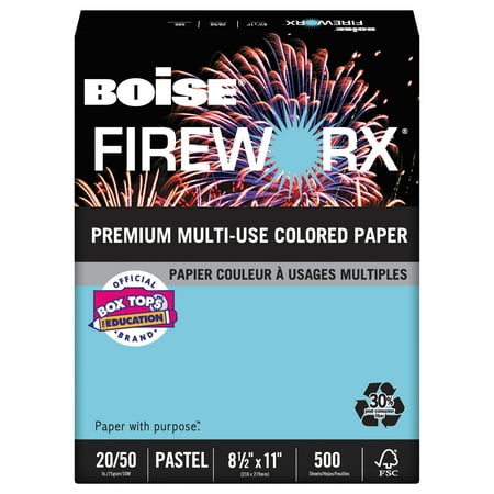 Gray Colored Laser Paper Boise FIREWORX Colored Paper, 20lb, 8-1/2 x 11, Turbulent Turquoise, 500 Sheets/Ream -CASMP2201TT ()