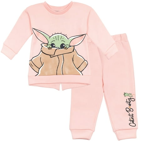 

Star Wars The Mandalorian Baby Yoda Toddler Girls Pullover Sweatshirt & Pants Pink 2T