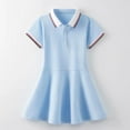 thumbnail image 1 of Robe d'Uniforme pour Filles Col Rabattu Style Anglais Enfants Manches Courtes Volants Robes Polo pour Adolescente Âge 5-15 Ans Vêtements, 1 of 7