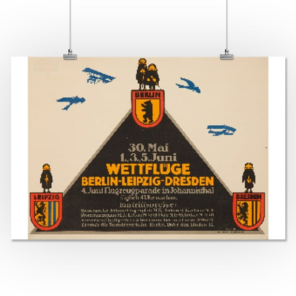 Wettfluge Berlin Leipzig Dresden Vintage Poster Artist Klinger Germany C 1911 16x24 Giclee Gallery Print Wall Decor Travel Poster Walmart Com Walmart Com