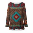 thumbnail image 4 of USSUMA Womens Long Sleeve Shirts Western Aztec Print Fit Tops Fall Casual Fashion Round Neck Blouses, 4 of 5