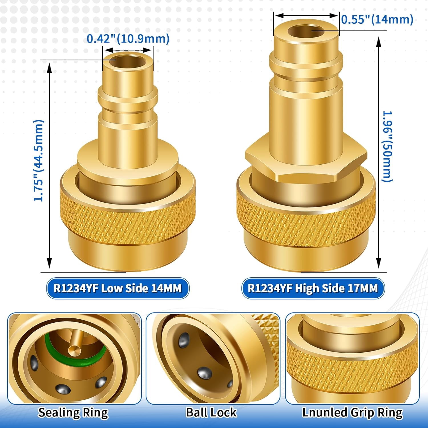 A/C R134a R1234yf Quick Coupler, R134a to R1234yf Refrigerant Adapter Connector Conversion Kit with R134a Quick Adapter, R1234YF Quick Adapter