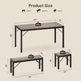 thumbnail image 3 of Aiho Dining Table Set for 6 Person, 63" Kitchen Table with 2 Benches & 2 Stools, Space Saver Dining Set for Kitchen, Dining Room, Living Room, Gray, 3 of 8