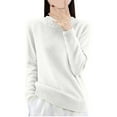 thumbnail image 2 of Juslio Women Sweaters Pullovers Womens Tops Solid Crew Neck Long Sleeve Knit White, 2 of 3