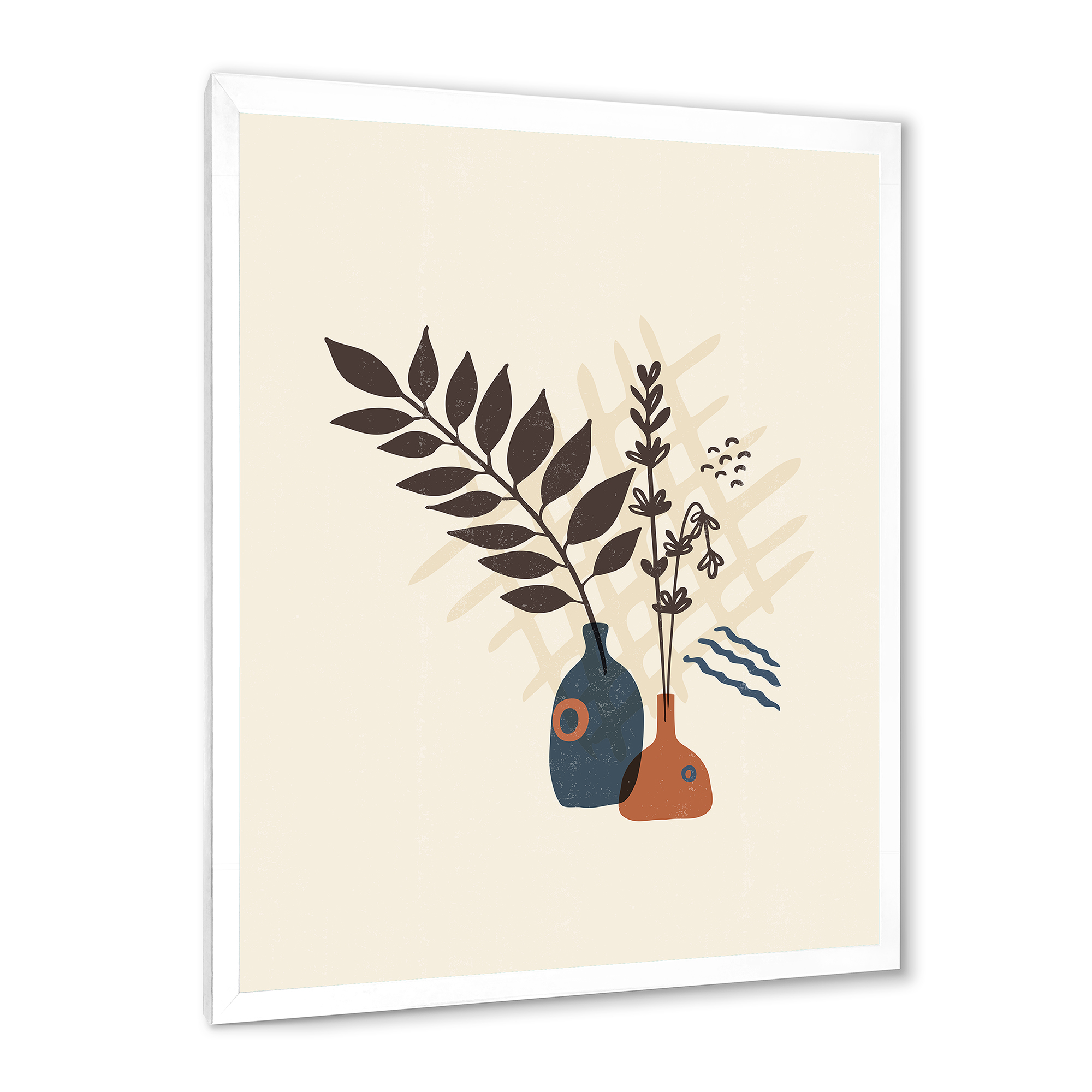 Designart 'Ancient Boho Art Minimalistic Flowers I' Modern Framed Art Print
