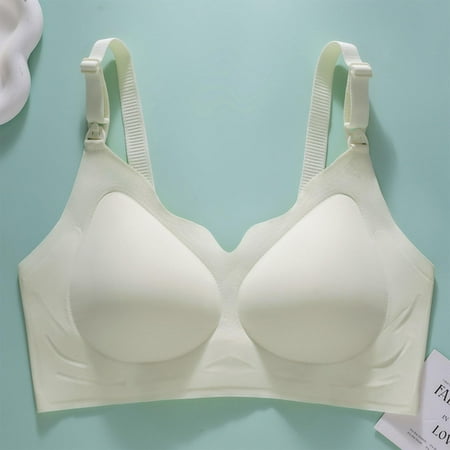 New Arrivals Nexjvus Nursing Bras for Breastfeeding Wirefree Button Thin Breathable Gathering Bra Fashion Bra White Size S-XXL