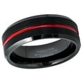 thumbnail image 2 of 2-Tone Black Tungsten Carbide Wedding Band with Red Center Trim Men's Anniversary Ring JATN694s15, 2 of 5