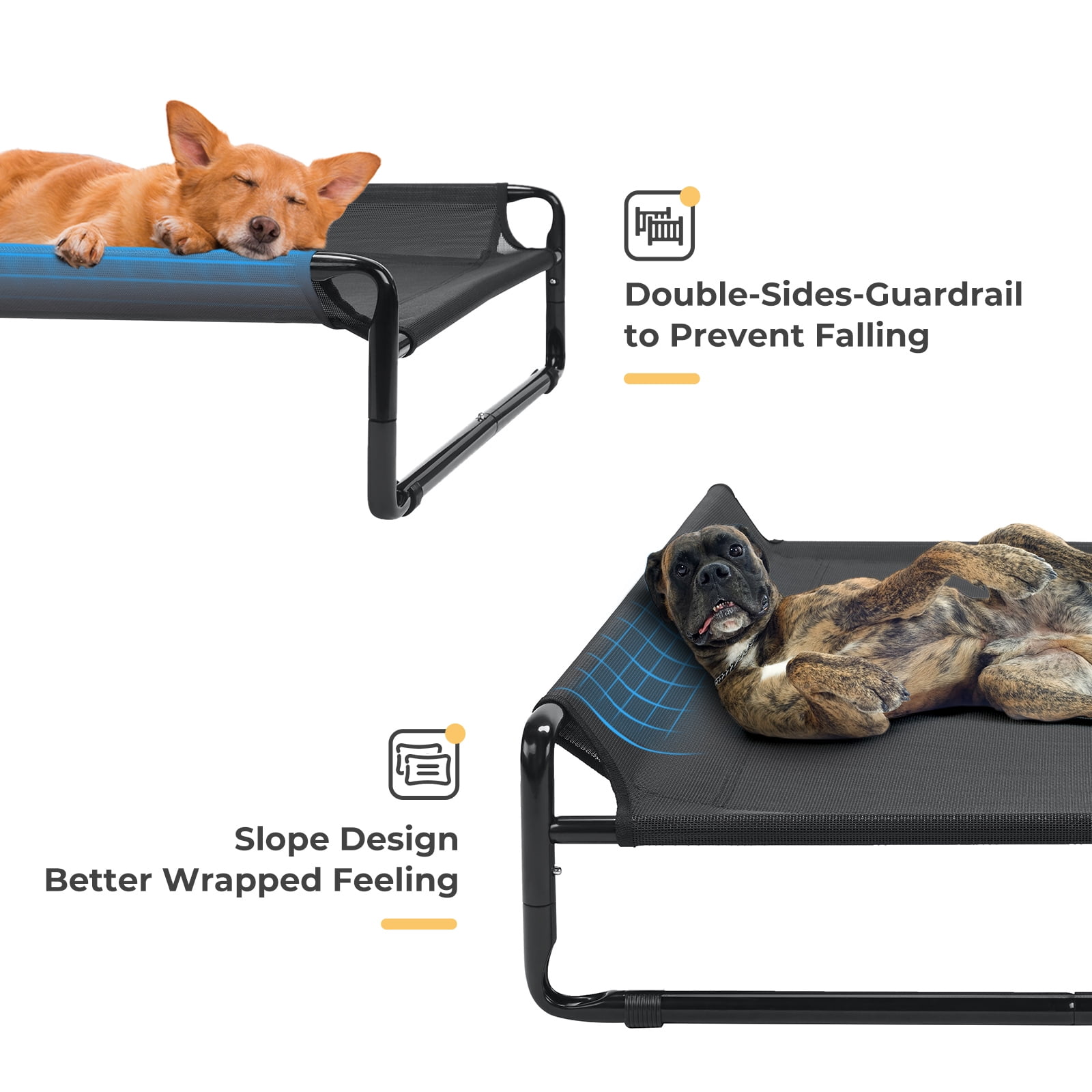 Veehoo Original Cooling Elevated Dog Bed, Raised Dog Cot with Washable Mesh, Medium, Black